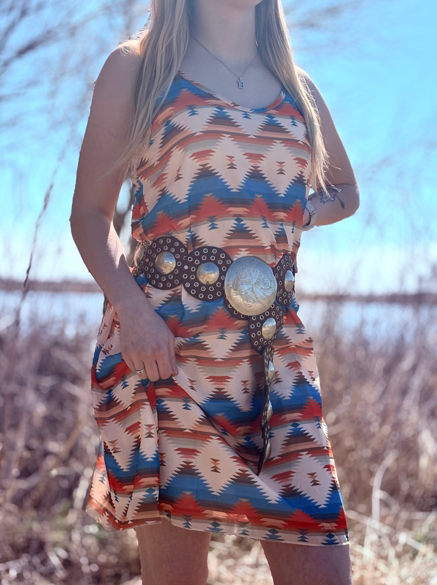 Sun-Kissed Aztec Tank Dress