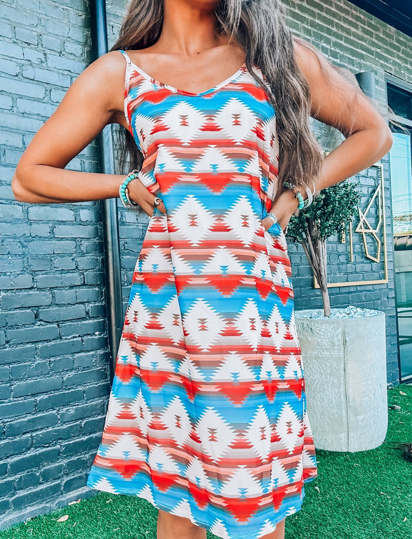 Sun-Kissed Aztec Tank Dress
