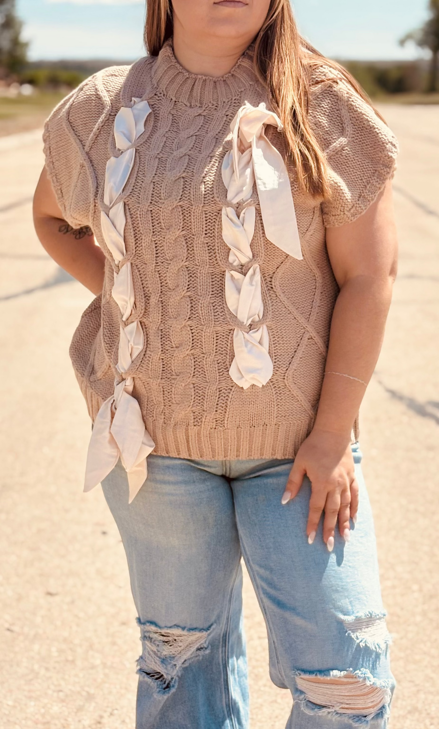 Brown Sugar Bow Sweater Vest