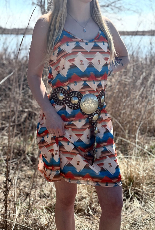 Sun-Kissed Aztec Tank Dress