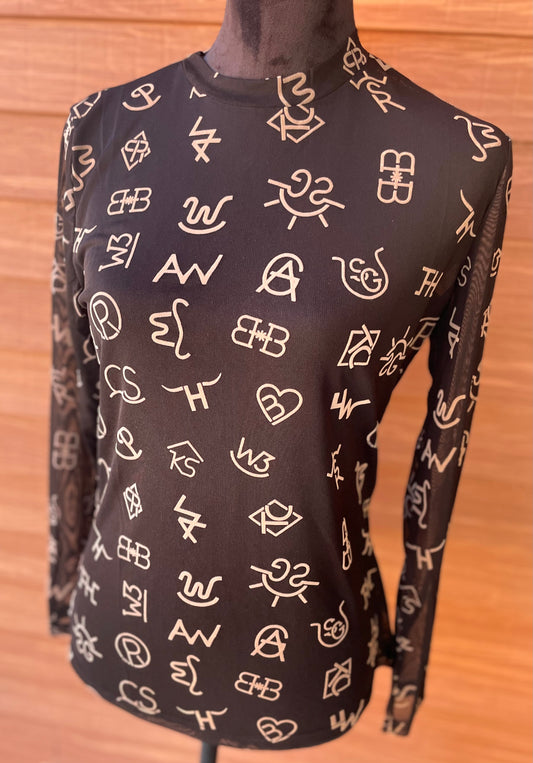 Brand mesh long sleeve