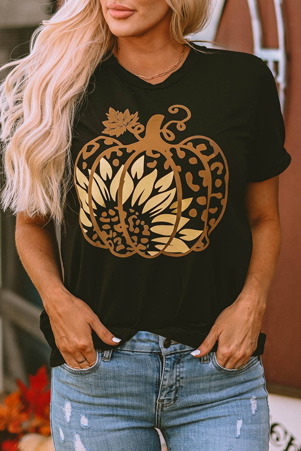 Black Sunflower Pumpkin Tee