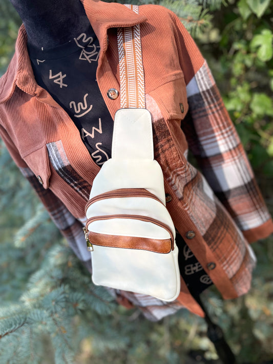 Casual white sling bag