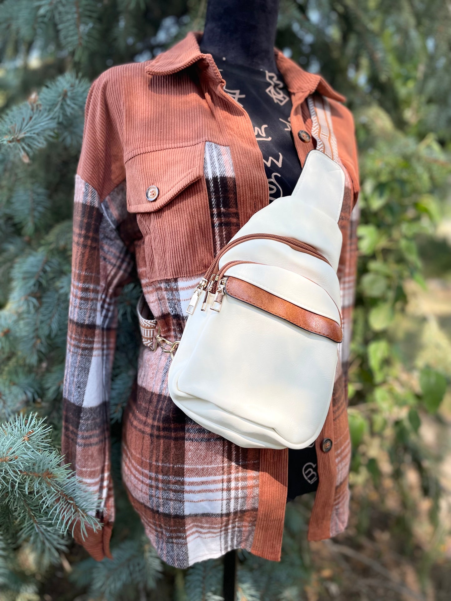 Casual white sling bag