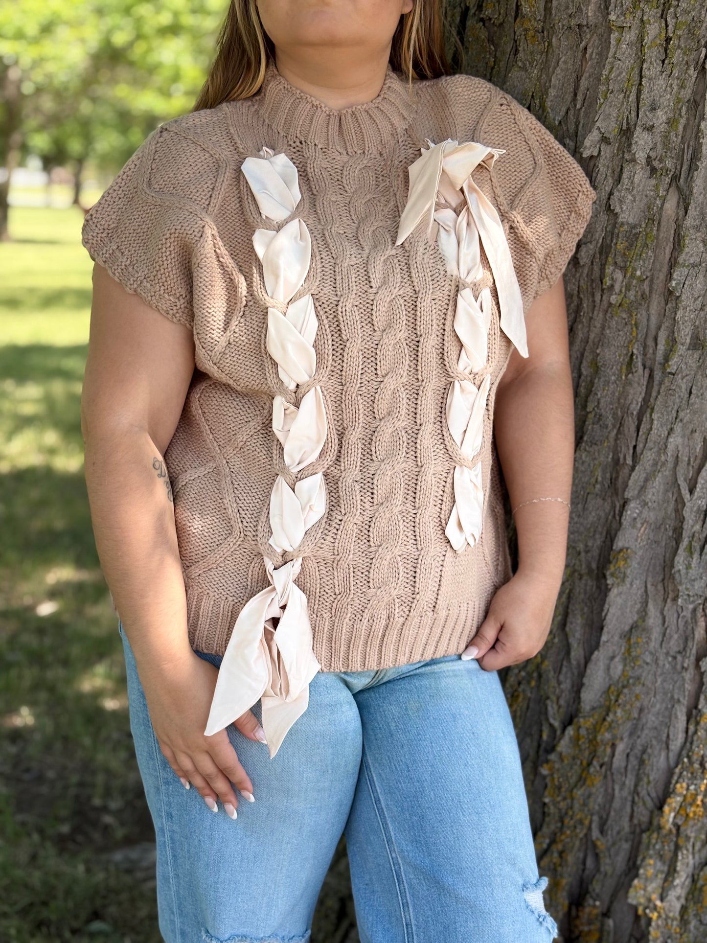 Brown Sugar Bow Sweater Vest