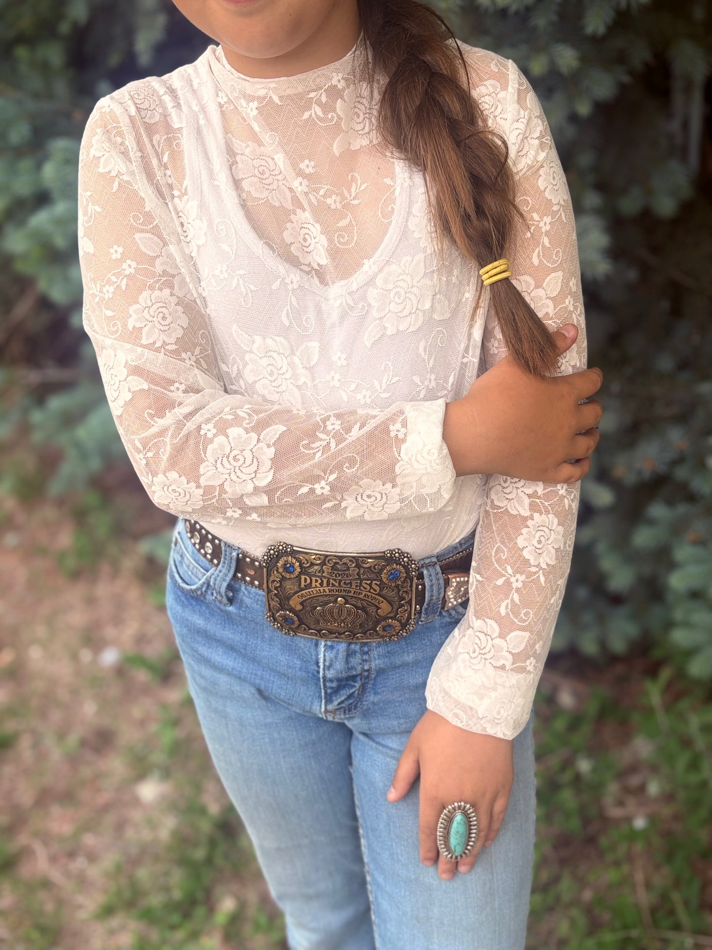 Snowdrop Ranch lace mesh top