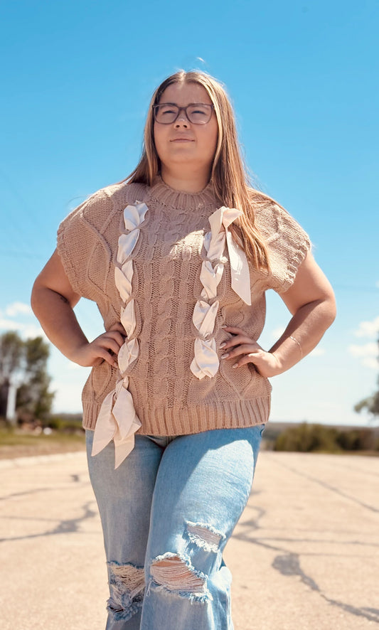 Brown Sugar Bow Sweater Vest