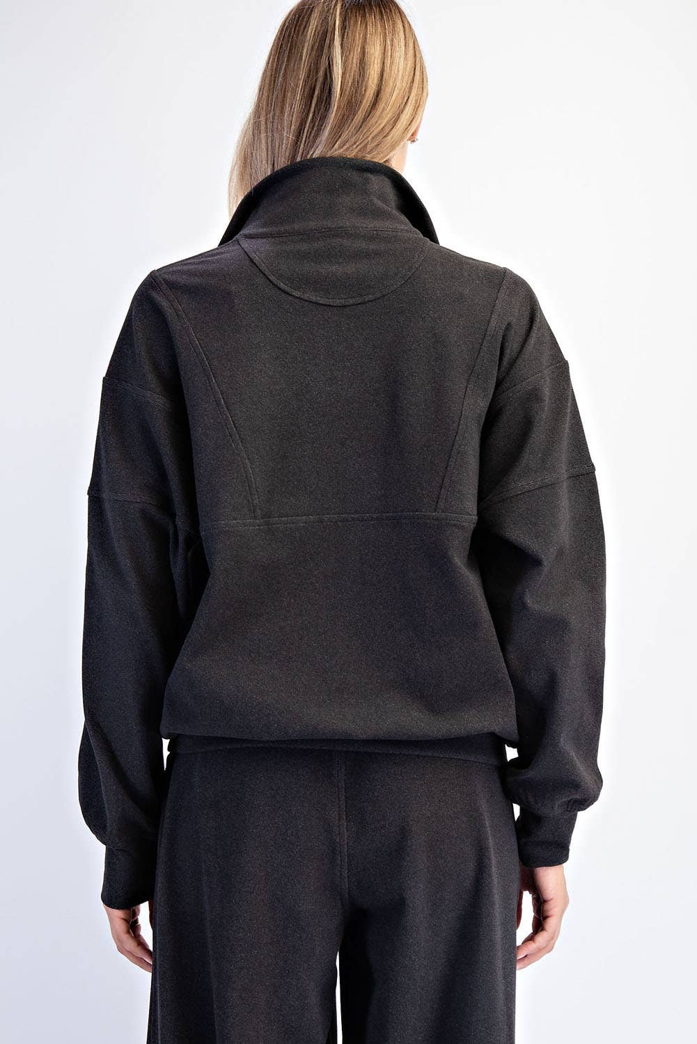 BRUSHED RIB QUARTER ZIP PULLOVER