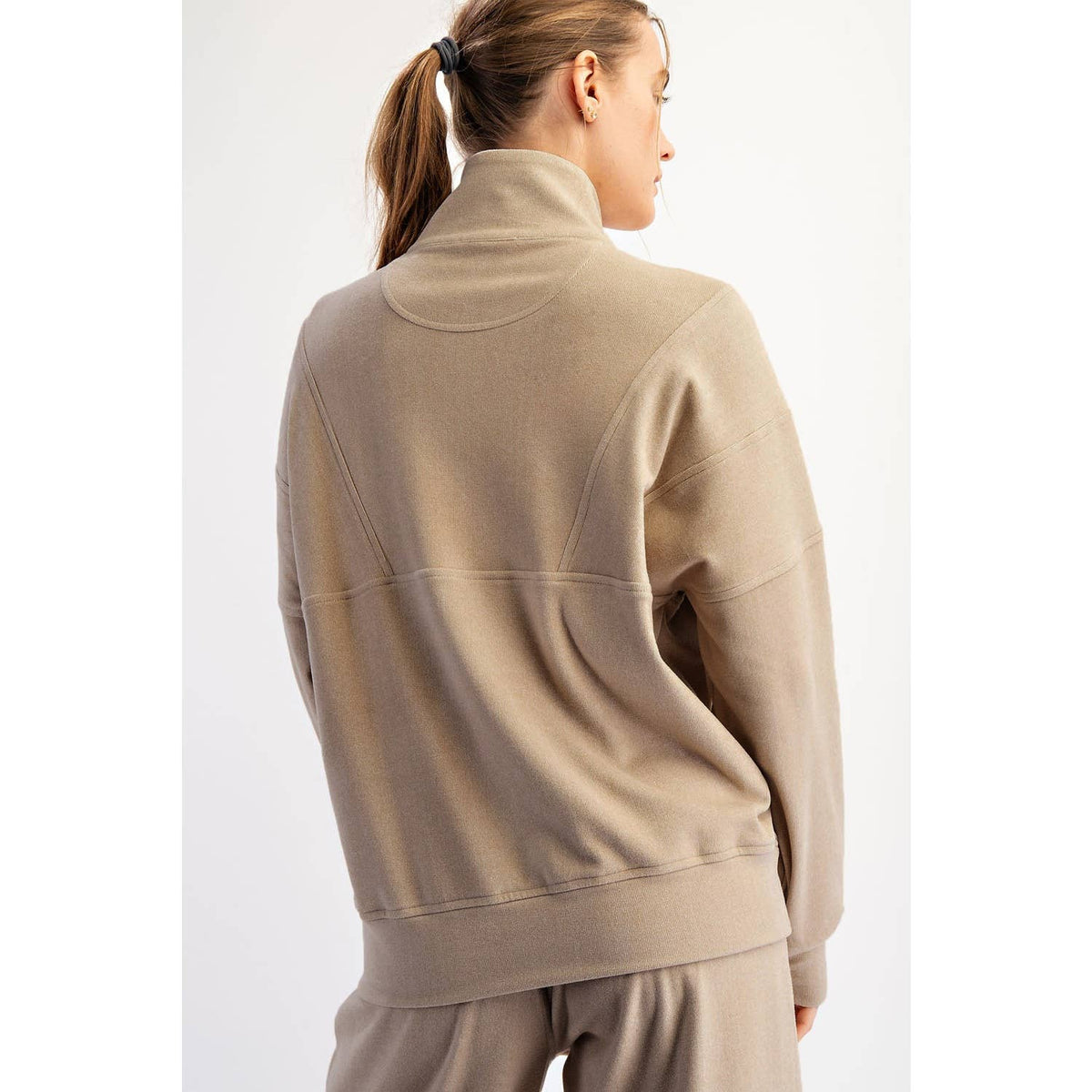 BRUSHED RIB QUARTER ZIP PULLOVER